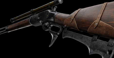 3d render of american rifle. Concept for gun stores.