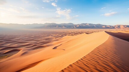Fototapeta na wymiar Aerial view of vast desert: endless sand dunes
