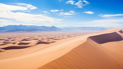Fototapeta na wymiar Aerial view of vast desert: endless sand dunes