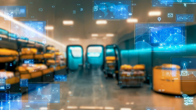 Logistics warehouse and technology. ICT. DX.