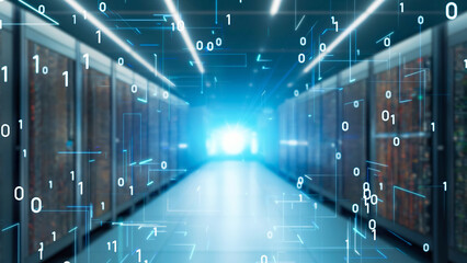 Data centers and digital images. Digital transformation.