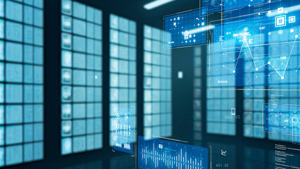 Data center and digital data. Digital transformation.