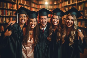 Obraz premium Joyful Hispanic Graduates Celebrating in Festive Atmosphere