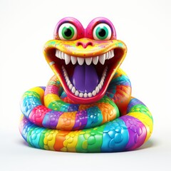 snake monster on white background.