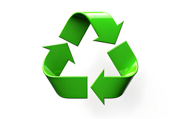 Obraz premium Green Recycling Symbol, Recycle Icon Isolated on White Background. 3d Rendering Illustration.