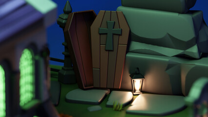 Tomb 3D illustration