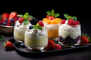 panna cotta dessert with berries