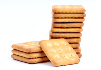 sweet and salted cookies on white background, new angles 