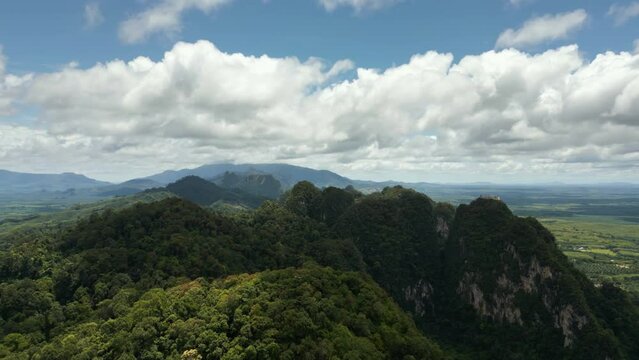 Krabi Town Ao Nang Mountain Beautiful Landscape with Khao Phanom Bencha National Park, Stunning Southern Thailand Tropical Landscape Aerial Drone View