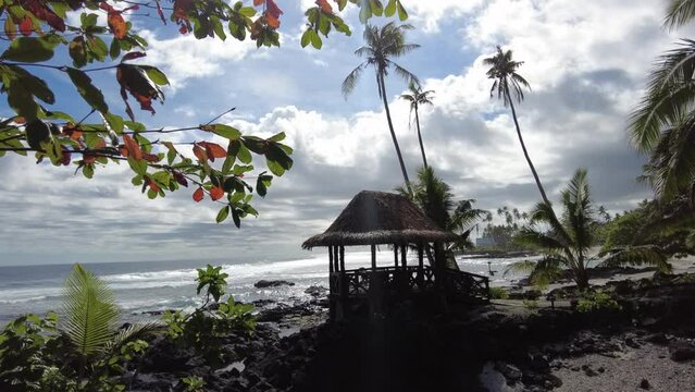 A fale on the tropical island of Samoa