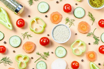 Salad Ingredients Flatlay