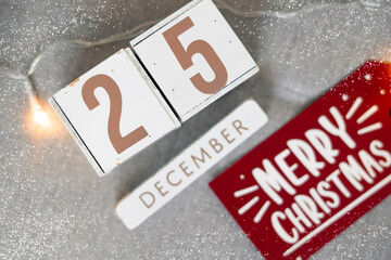 25 december on wooden calendar,christmas time