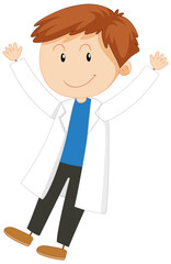 Cute Male Scientist Cartoon Character in Gown