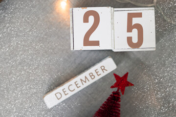 25 december on wooden calendar,christmas time
