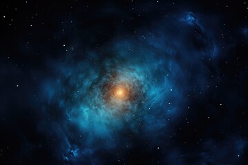 Fototapeta premium Brown and Blue Galaxy Minimalism in a negative artistic space. Visual abstract metaphor. Geometric shapes with gradients.