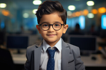 Fototapeta premium Indian little boy wearing suit and tie