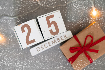 25 december on wooden calendar,christmas time