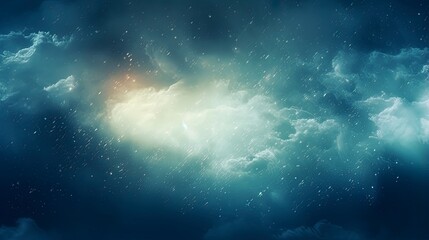 Fototapeta premium Blurred out clouds abstract nature background with lots of bokeh and a bright center spotlight and a subtle vignette border.