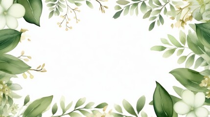 Hand painted foliage pattern, seamless floral print with green leaves, watercolor illustration Collection isolated white background suitable for Wedding Invitation, wallpapers, textile or cover