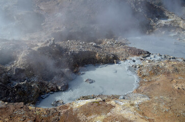 Hot Mud with Steam Rising Up off the Earths Surface