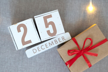 25 december on wooden calendar,christmas time