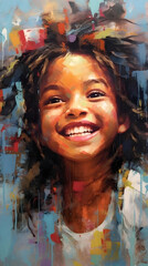 Obraz premium Delight in Every Stroke: A Cheerful Maiden in Oil - Perfect Wall Art 