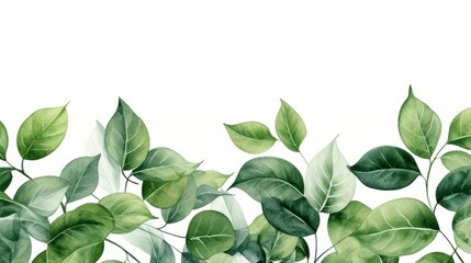 Obraz premium Hand painted foliage pattern, seamless floral print with green leaves, watercolor illustration Collection isolated white background suitable for Wedding Invitation, wallpapers, textile or cover