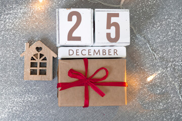 25 december on wooden calendar,christmas time