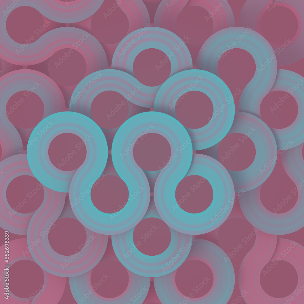 Poster 3d rendering digital illustration of a pattern of rounded lines on a purple surface. Digital background