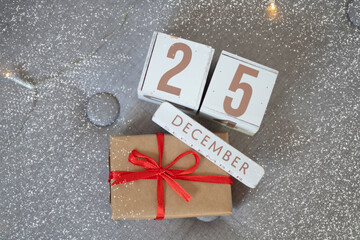 25 december on wooden calendar,christmas time