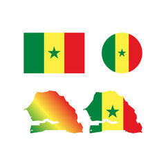 Senegal national map and flag vectors set....