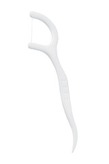 Floss toothpick isolated on white. Dental hygiene concept. Set of dental floss, toothpick. Plastic white dental toothpick with floss. Dental floss