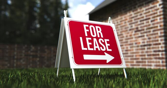 For Lease Yard Sign in a 3D animation