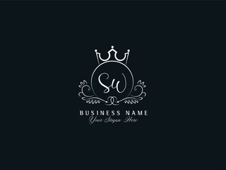 SW, sw Logo Letter, Minimalist Feminine Sw Logo For Your Luxury Shop - obrazy, fototapety, plakaty