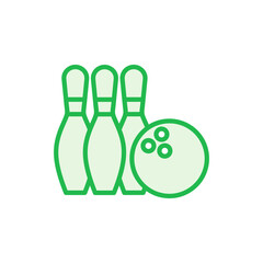 Bowling icon set. bowling ball and pin icon. bowling pins