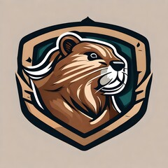 A logo for a business or sports team featuring a stylized brown Canadian beaver that is suitable for a t-shirt graphic. - obrazy, fototapety, plakaty