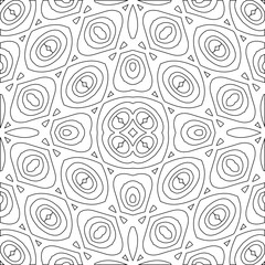 Black lines on white background.
Wallpaper with figures from lines. Abstract geometric black and white pattern for web page, textures, card, poster, fabric, textile. Monochrome repeating design. 