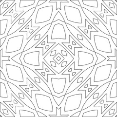Black lines on white background.
Wallpaper with figures from lines. Abstract geometric black and white pattern for web page, textures, card, poster, fabric, textile. Monochrome repeating design. 