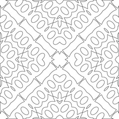 Black lines on white background.
Wallpaper with figures from lines. Abstract geometric black and white pattern for web page, textures, card, poster, fabric, textile. Monochrome repeating design. 