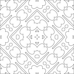 Black lines on white background.
Wallpaper with figures from lines. Abstract geometric black and white pattern for web page, textures, card, poster, fabric, textile. Monochrome repeating design. 