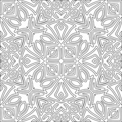 Black lines on white background.
Wallpaper with figures from lines. Abstract geometric black and white pattern for web page, textures, card, poster, fabric, textile. Monochrome repeating design. 