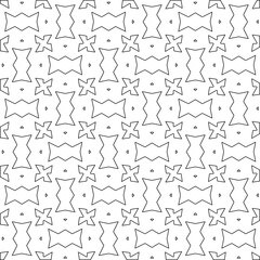 Fototapeta na wymiar Black lines on white background. Wallpaper with figures from lines. Abstract geometric black and white pattern for web page, textures, card, poster, fabric, textile. Monochrome repeating design. 