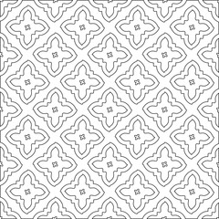 Black lines on white background.
Wallpaper with figures from lines. Abstract geometric black and white pattern for web page, textures, card, poster, fabric, textile. Monochrome repeating design. 