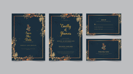 Gold Foil Wedding Invitation Suite, Calligraphy Wedding Invite, Wedding Invite, Traditional Invitation, Modern Invite, Classic