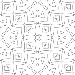 Black lines on white background.
Wallpaper with figures from lines. Abstract geometric black and white pattern for web page, textures, card, poster, fabric, textile. Monochrome repeating design. 