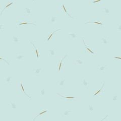 seamless pattern with wheat ear on mint background