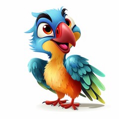 cartoon parrot on white background character.