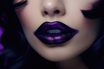 beautiful violet female lips in halloween style close up
