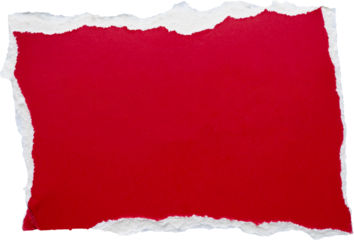 piece of red paper tear isolated on white background