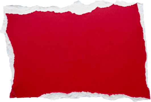 piece of red paper tear isolated on white background
